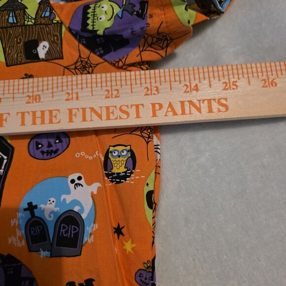 Halloween Dickies Womens Scrub Top XL Pumpkin Frankenstein Ghost Haunted House - Picture 9 of 15